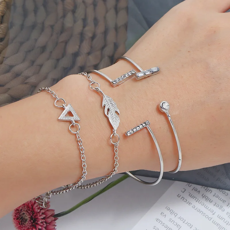 Европейская и американская мода простой браслет аксессуары элегантная атмосфера 4 шт. костюм женский стиль ins