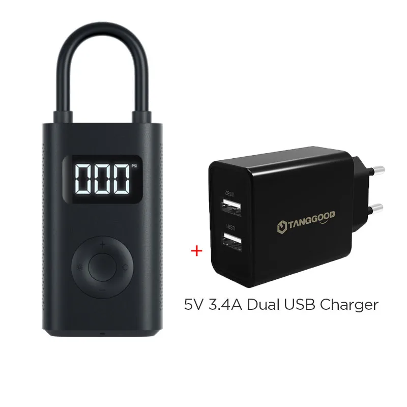Add 17W Dual Charger Xiaomi электрический воздушный насос Mijia перезаряжаемый насос 150PSI умный цифровой датчик давления в шинах для футбольного автомобиля велосипедный насос - Цвет: Add 17W Dual Charger