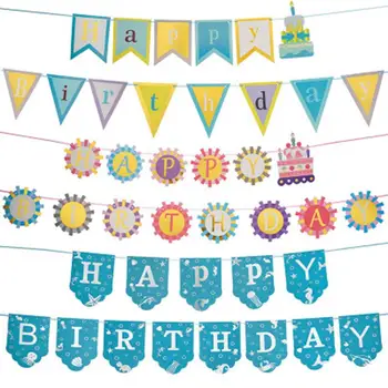 

DIY High Quality Happy Birthday Banner Blue Pink Princess Prince Banner Flag Happy Birthday Party Decor Kids 1st Birthday 2nd
