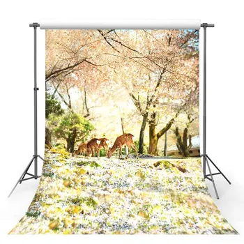 

TAIBO Vinyl Background Photography Tree Flowers and Deer Background Forest Scenery Photo Studio Backdrop Photocall