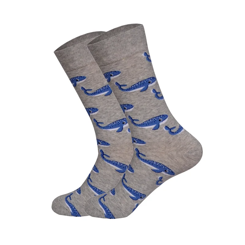 Мужские носки с индивидуальным дизайном для мужчин s 24 цвета рыбий акулы динозавры хип-хоп чулки для скейтбординга - Цвет: Whale A
