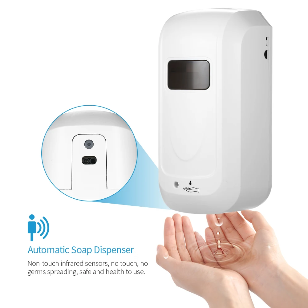 

1000ml Wall-mounted Liquid Soap Dispenser Machine Automatic Touchless Soap Dispenser with IR Sensor Shampoo Box for Bathroom