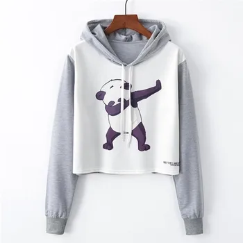 

Coat women's sweatshirt худи hoodies толстовки sports Leisure Long Sleeve O-Neck Panda Print Pockets Sport Hooded Pullover h4