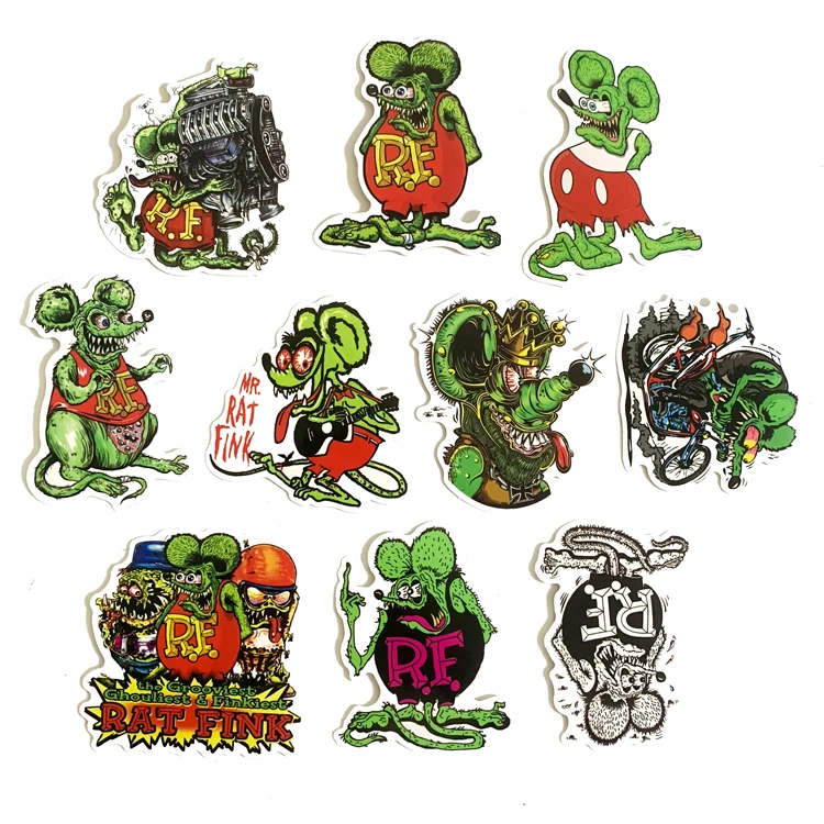 10 шт. Tales of the Rat Fink стикер для тележки рюкзак ПВХ скейтборд мотоциклетный шлем