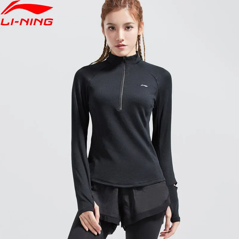 

(Clearance)Li-Ning Women Running T-Shirt Warm Fleece Long Sleeve 95%Polyester 5%Spandex LiNing Sports Top ATLN068 WTL1408