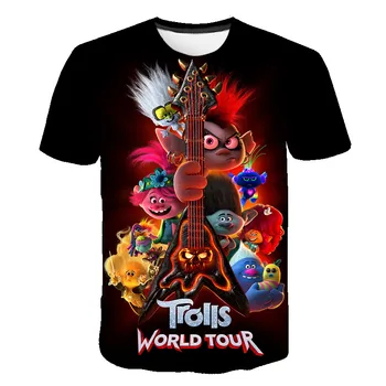 

Trolls World Tour 2020 Movie Poppy Baby Boy T-Shirt Girl Black-Navy For Children T-shirt Troll 2 Clothes Hairy Elf tops