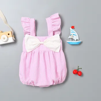 

Newborn Baby Clothes Girl Jumpsuit Girls Sleeveless Bodysuit Striped Bowknot Clothes Romper Outfits For New Born Baby Clothing