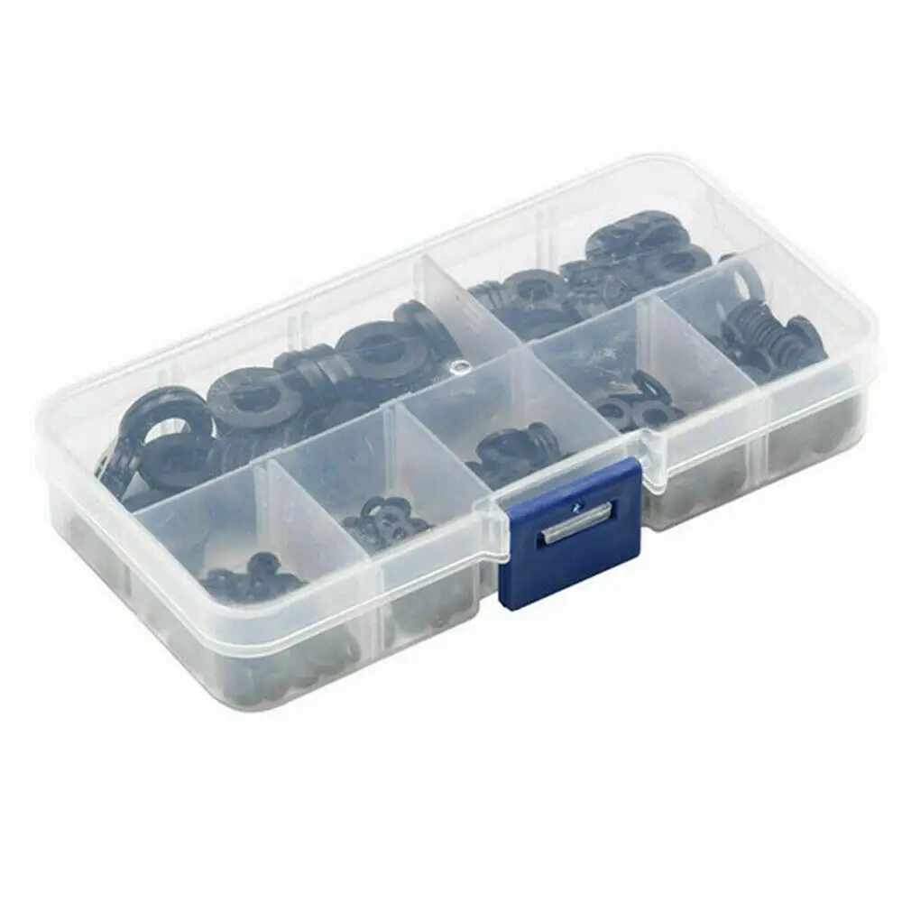 364pcs/Set Bonded Washer Kit Gasket Nylon Rubber Corrosion Resistant Flat Washer Seal Ring Set For Metric M2-M8