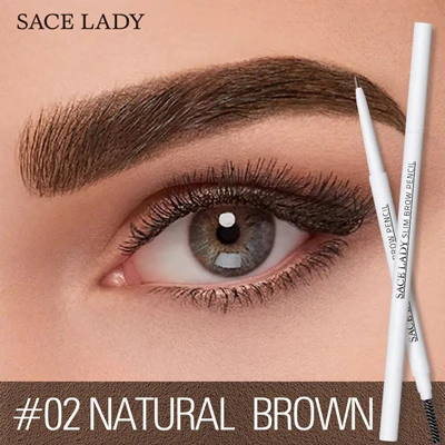 02 Natural Brown SACE LADY, 4 цвета, двухсторонний карандаш для бровей, водонепроницаемый, длительный, не цветущий, вращающийся треугольник, ручка для татуажа - Цвет: 02 Natural Brown