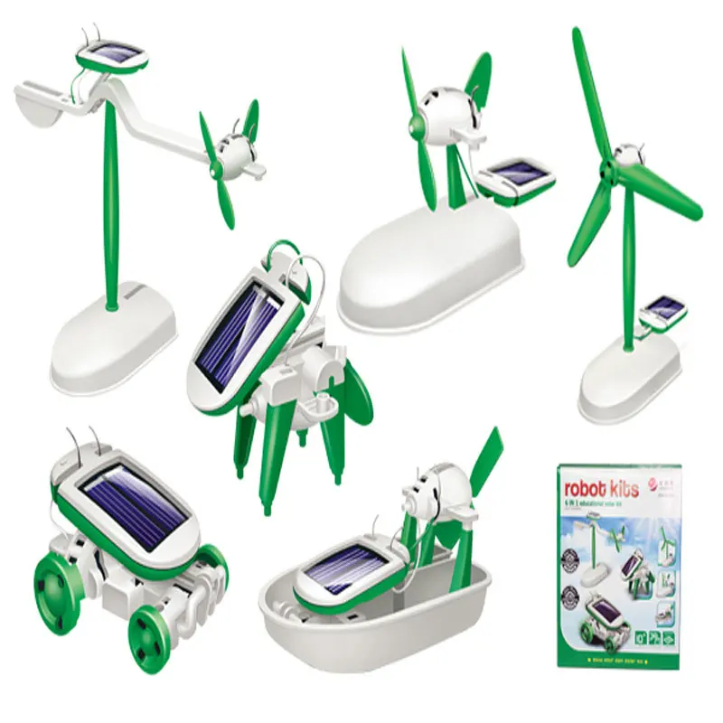 

6 in 1 Solar Power Robot Plane Car Animal DIY Assembly Toys Model City Technic Mechanical Vehicle Airplane Energy Toy Kids Gift