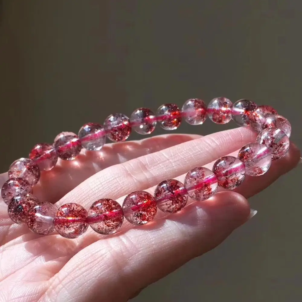 

8mm Natural Red Super 7 Melody Lepidocrocite Quartz Bracelet Women AAAAA Love Gift Crystal Round Beads Charms Jewelry