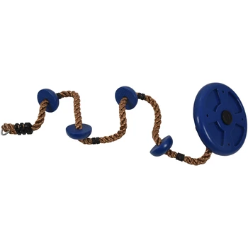 

Jungle Gym Climbing Rope With Platforms And Disc Swing Seat Fitness Swing Set Accessories Kids Swing Seat Blue