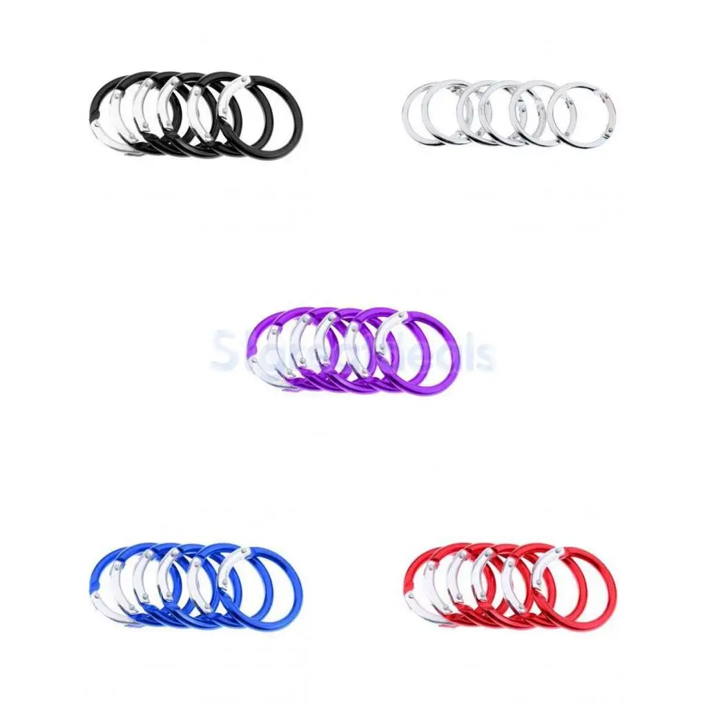 

6 Pieces Circle Round Carabiner Hiking Spring Snap Clip Hook Keychain Camping Handbag Climbing Accessories