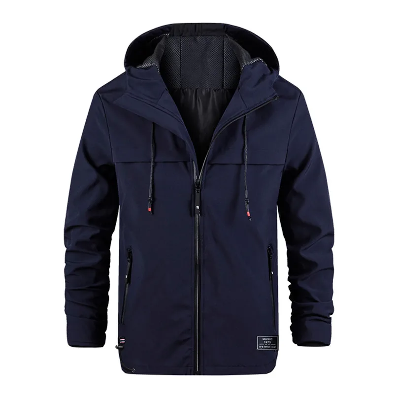Мужская осенне-зимняя куртка для пешего туризма, альпинизма, водонепроницаемая куртка на молнии с капюшоном, однотонная куртка от дождя, куртка из кусков, куртка для улицы#4n15