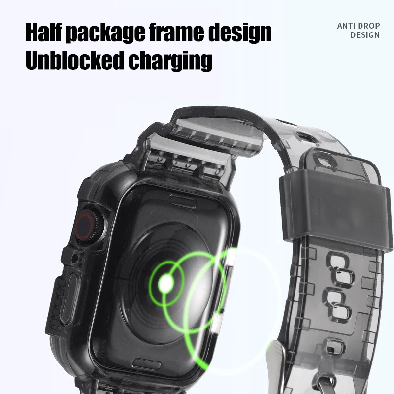 Case+Strap For Apple Watch Band 40mm 44mm 42mm 38mm Accessories Soft Transparent Bracelet iWatch  for iWatch Series 6 5 4 3 2 1