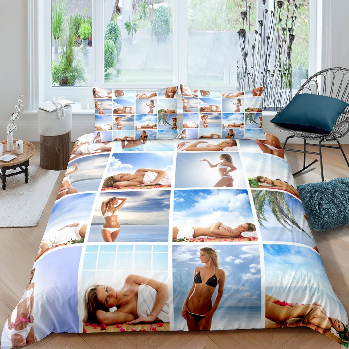 

Home Living Luxury 3D Beach Girl Bedding Set Comfortable Duvet Cover Set Pillowcase Bedding Set Queen and King EU/US/AU/UK Size