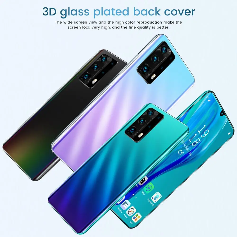 2021 New Launch P40 PRO Smartphone 2320x1080 10-core Dual Card Dual Standby Ultrabook Phone HD+Waterdrop Screen Cell MobilePhone