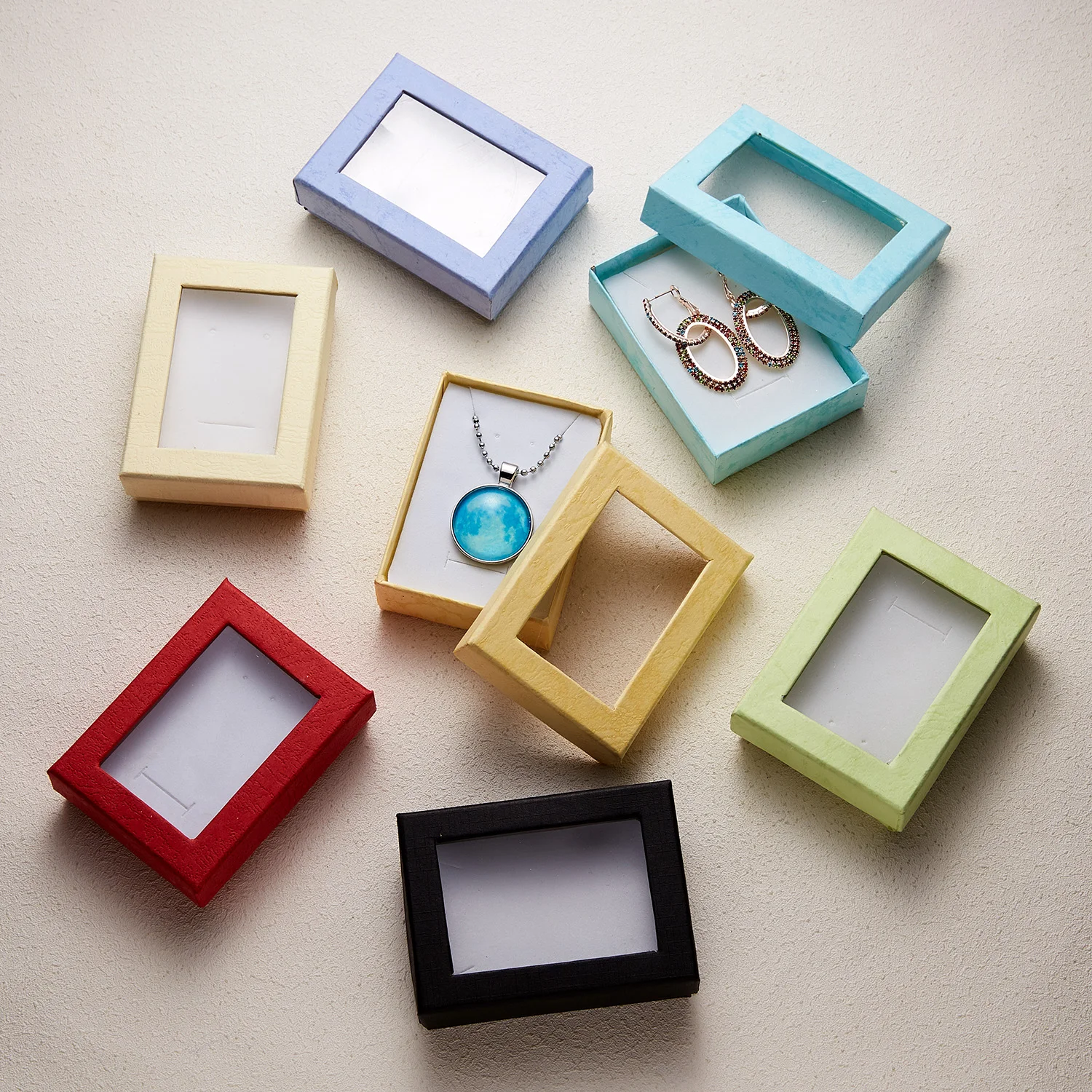 

Belleper Romantic Jewellery Gift Box Rectangular Window Simple Pendant Case Display Earring Necklace Ring Watch Beauty Jewelry