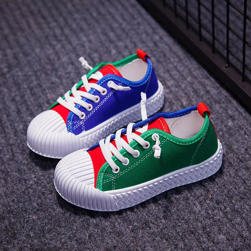 Children's Canvas Shoes Mixed Color Kids Loafers Boys Girls Flat kids Sneakers Fashionable Rubber Sole Anti-Slip Autumn SSJ023