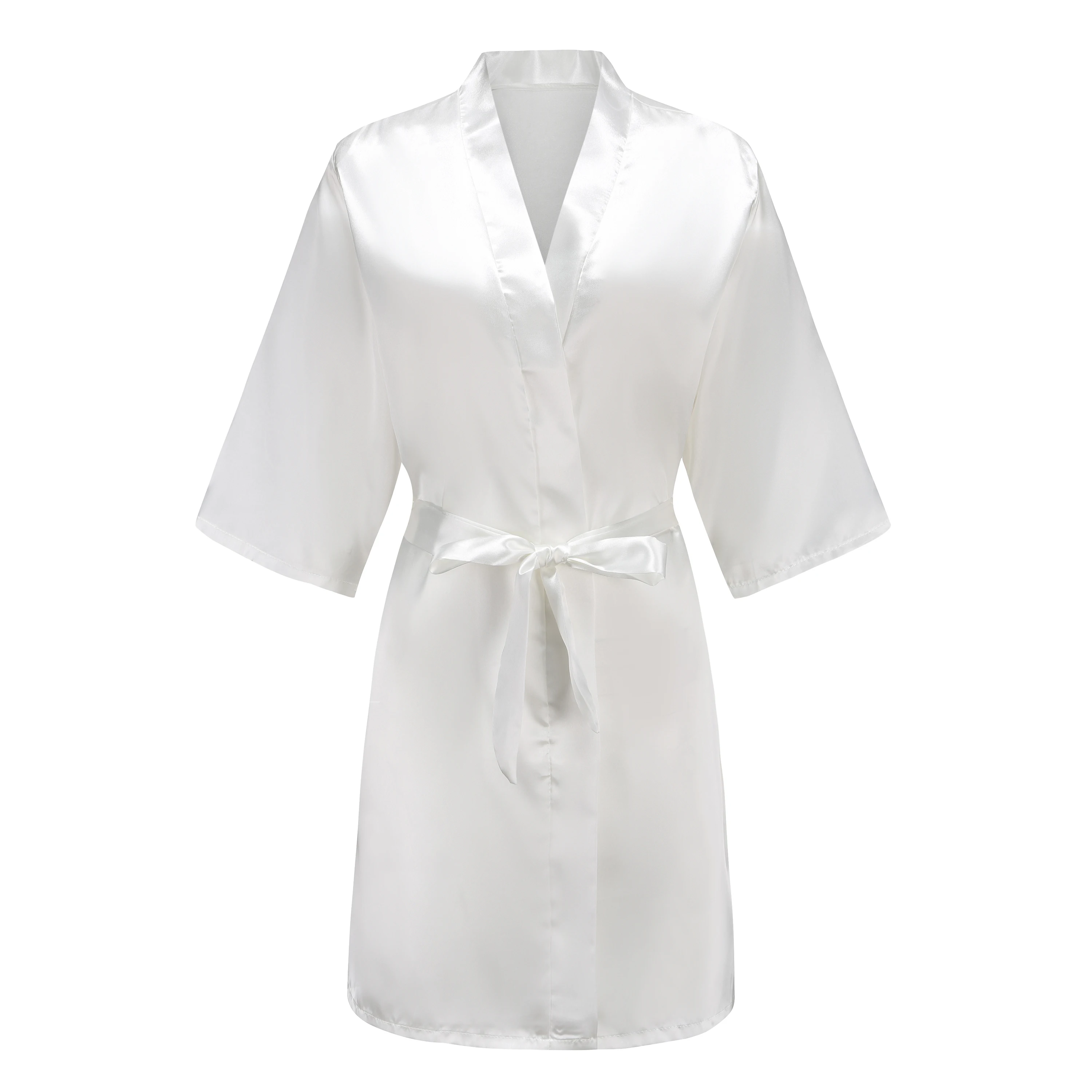Satin Robe Female Intimate Lingerie Sleepwear Silky Bridal Wedding Gift Casual Kimono Bathrobe Gown Nightgown Sexy Nightwear - 2