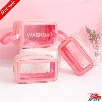 

New Korea Large Capacity Waterproof Jelly Storage Bag New Transparent Cosmetic Bag Handbag Makeup Multifunctional Storage Bag