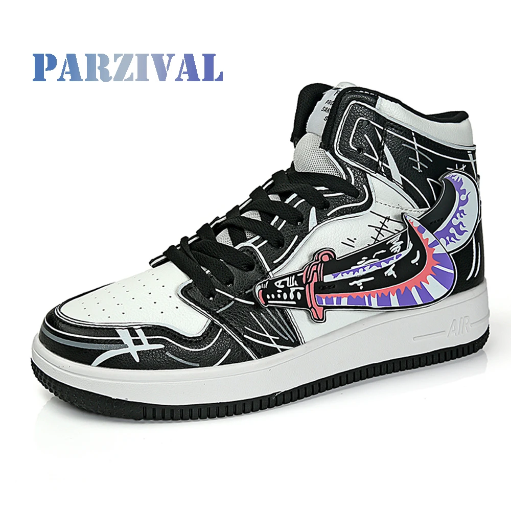 Buen trato PARZIVAL-zapatos vulcanizados de alta calidad para hombre, zapatillas informales de cuero de alta calidad, estilo Anime, de talla grande, para otoño OnwZeKgJB3X