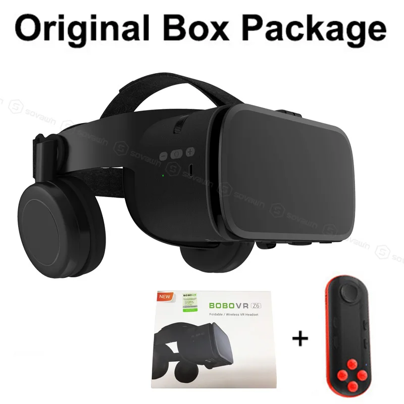 With black 051 BOBO VR Z6, беспроводные Bluetooth 3D очки, виртуальная реальность для смартфона, стерео гарнитура VR, картон для iPhone, Android - Цвет: With black 051