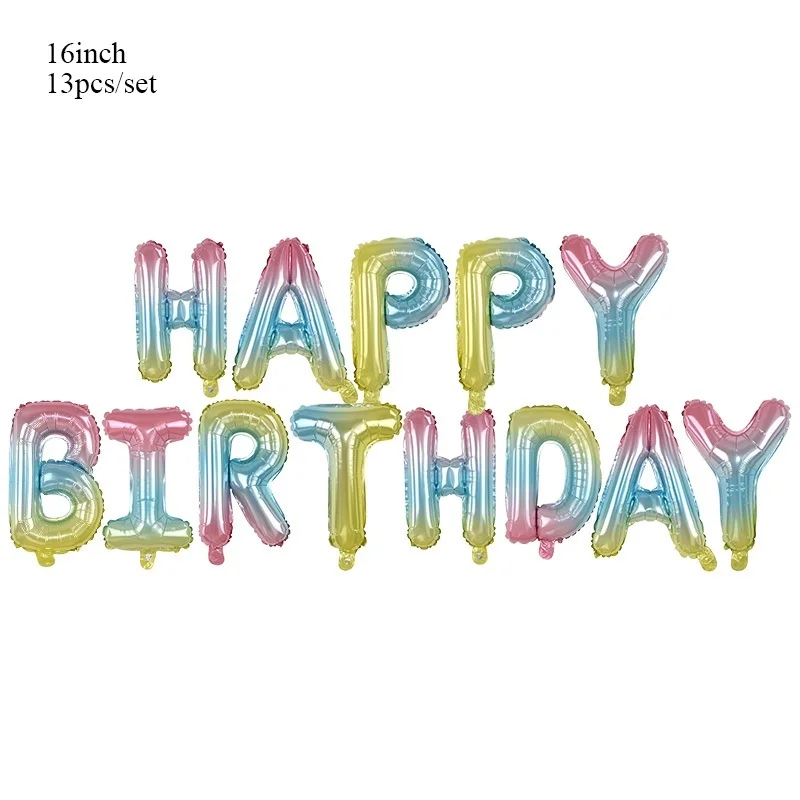 13 шт./компл. письма с поздравлениями с днем рождения воздушные шары Радуга градиент альфабе шар для беби Шауэр детский день рождения украшение шариками - Цвет: B06