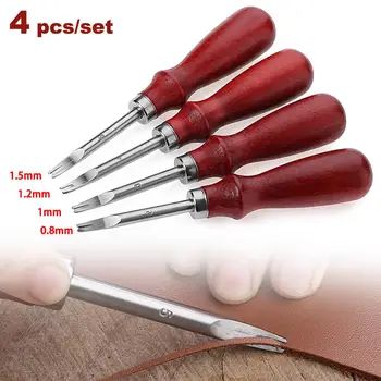 

4pcs 0.8/1.0/1.2/1.5mm Leather Edge Craft Beveler SKnife Kiving Tool Leather Beveler DIY Tool