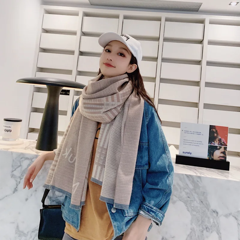 

High end brand autumn and winter new color matching cashmere scarf warm shawl double faced available female NIAN