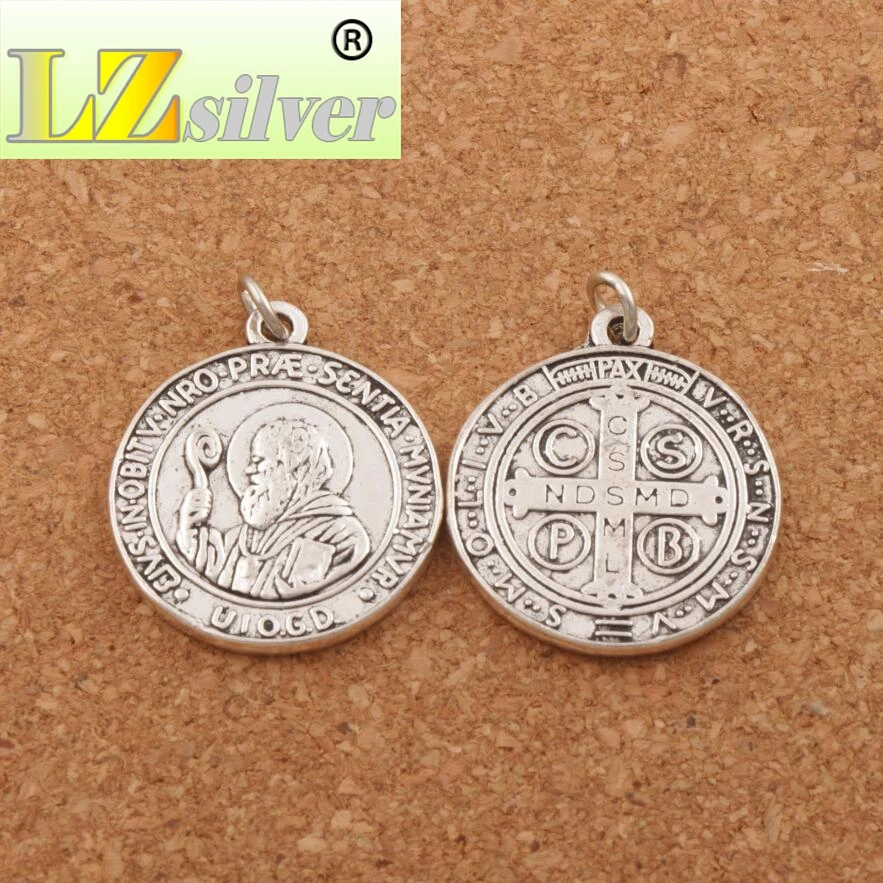 Saint St Benedict Patron Medal Cross Charms Pendants T1657 28x24.5mm 40pcs zinc alloy Pendant
