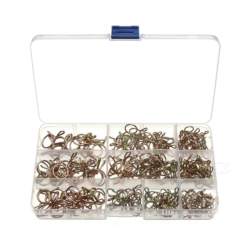 250Pcs Hose Clamp Zinc Plated Tubing Spring Clip Gear Fuel Line Tube Fastener Assortment Kit For Boat ATV Motorcycle | Обустройство