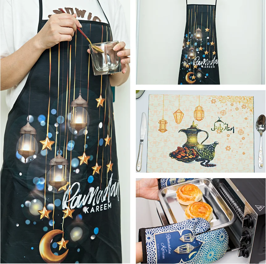 Eid Mubarak украшения на Рамадан Aprons выпечка анти-горячие перчатки Pad Кухня