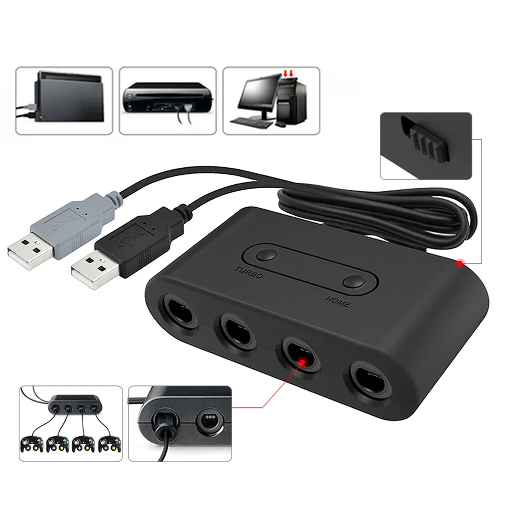 4 порта USB для контроллера Gamecube NGC адаптер Nintendo Switch/Wii U /PC 3in1 | Электроника
