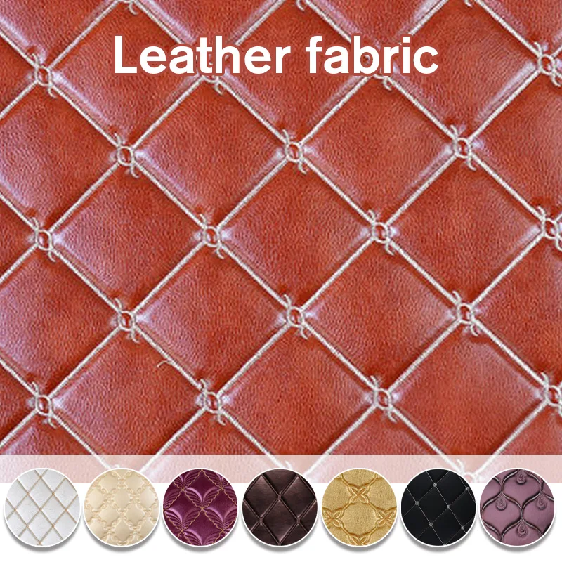 

100x138cm PU Leather Embroidery Sponge Quilted Fabric European Luxury Wear-Resistant Leather Fabric Upholstery DIY Wall Decor