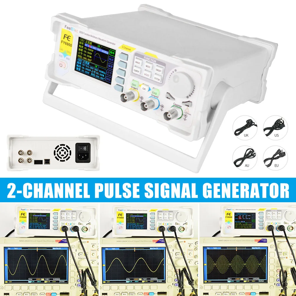 

2 Channel DDS Arbitrary Waveform Pulse Signal Generator Frequency Counter Direct Digital Synthesizer UD88
