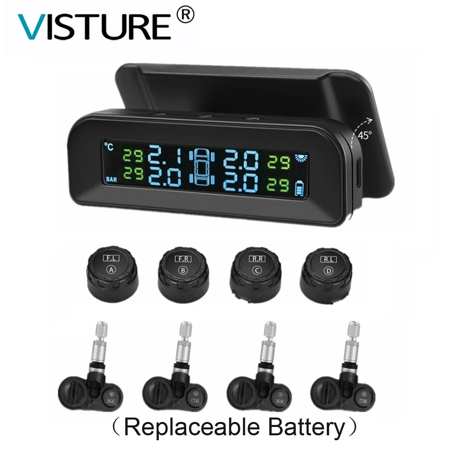 Система контроля давления в шинах Visture Solar TPMS Предупреждение 01w Q01N D06W|Датчик шинах|
