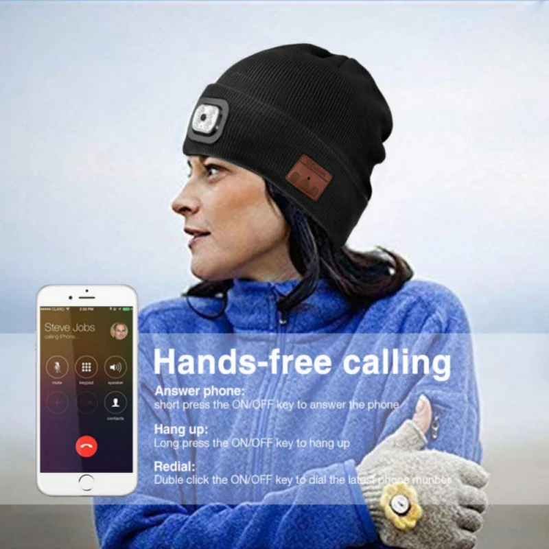 Bluetooth Earphone Music Hat Winter Wireless Headphone Cap Headset With Mic Sport Hat For Xiaomi Phone Portable Headset