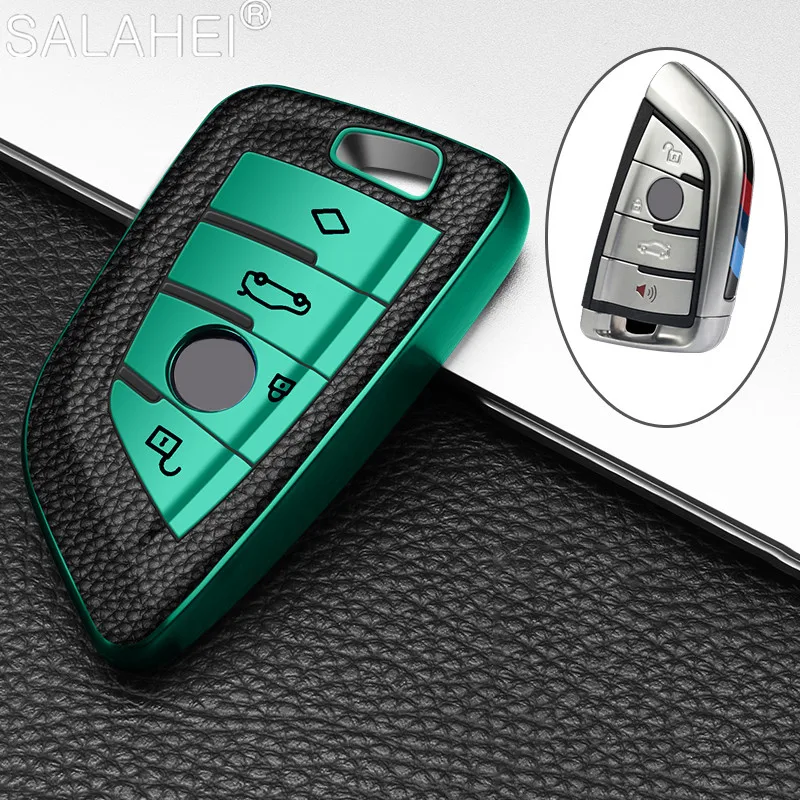 TPU+Leather Car Key Case Cover Shell For BMW 2 3 5 7 Series 6GT X1 X3 X5 X6 F45 F46 G20 G30 G32 G11 G12 F48 G01 F15 F85 F16 F86 |