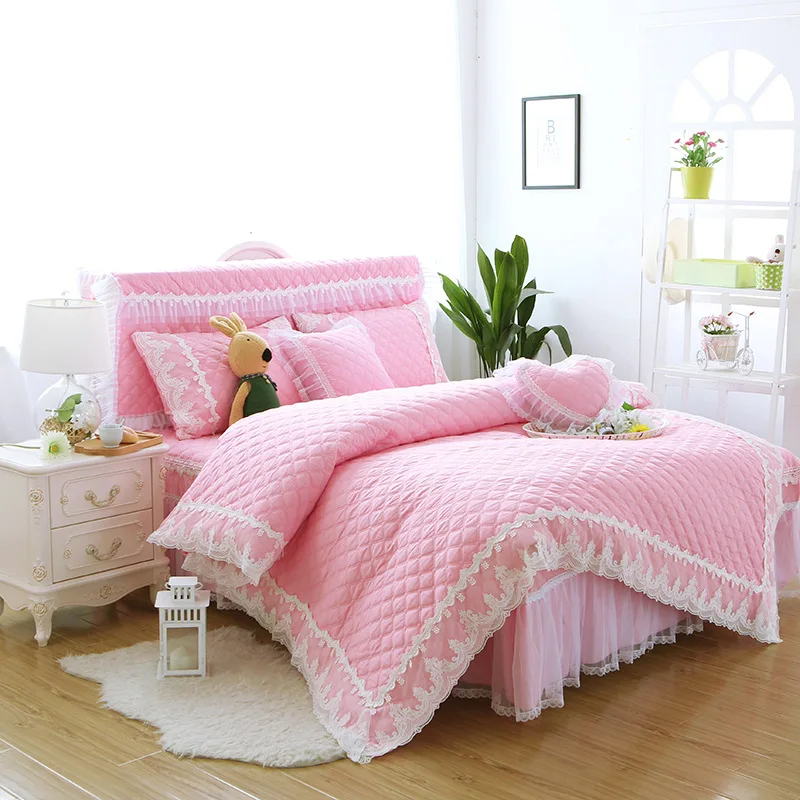 Prinses Beddengoed Set Thicken Gewatteerde Dekbedovertrek Set Koreaanse Stijl Beddengoed Set 100% Katoen Versheid Bed Cover Set rok Prinses Beddengoed Set Thicken Gewatteerde Dekbedovertrek Set Koreaanse Stijl Beddengoed Set 100% Katoen Versheid Bed Cover Set rok