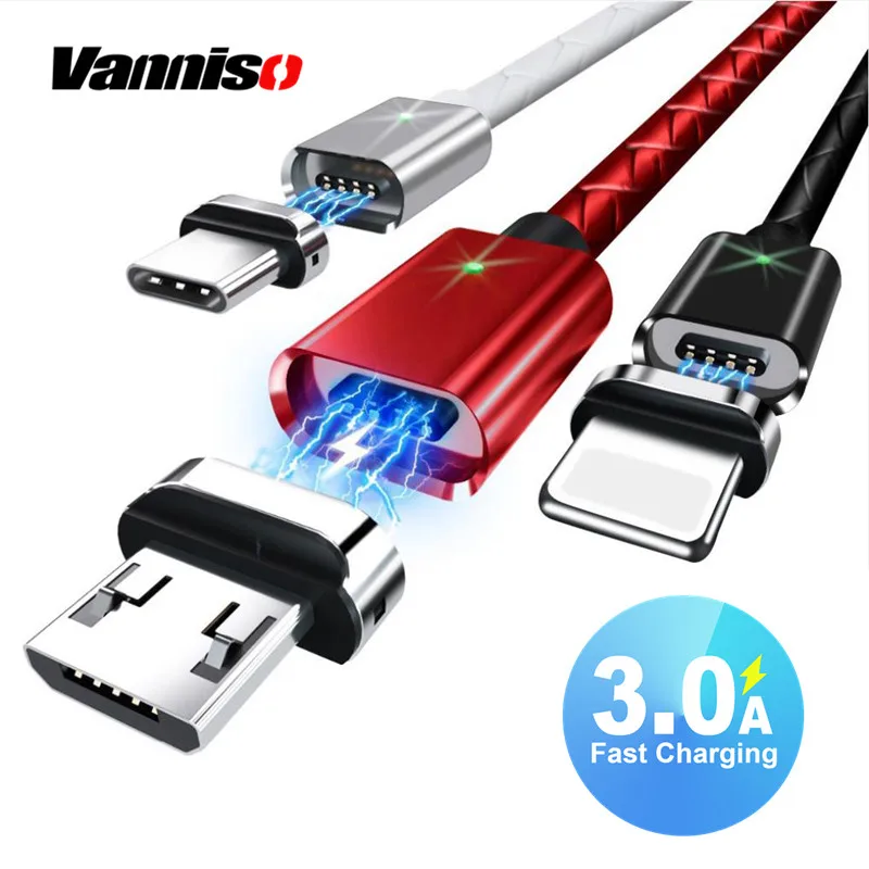 Магнитный Micro USB кабель Vanniso для быстрой зарядки 3 А Xiaomi mi9 huawei samsung A70 зарядный usb type-C