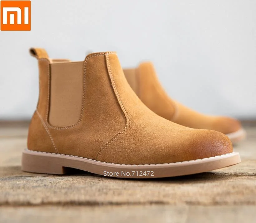

Xiaomi Leather Chelsea Boots Men Suede Leather Luxury Men Ankle Boots Round head Comfortable Short Casual Shoes Boot
