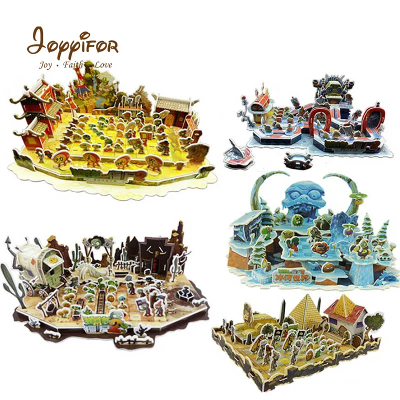 

NEW Big Size Puzzle Plant Zombies Castle Car Pirate Ship 3D DIY Wooden Paper Model Toys Game Children Building Creative Kids Toy