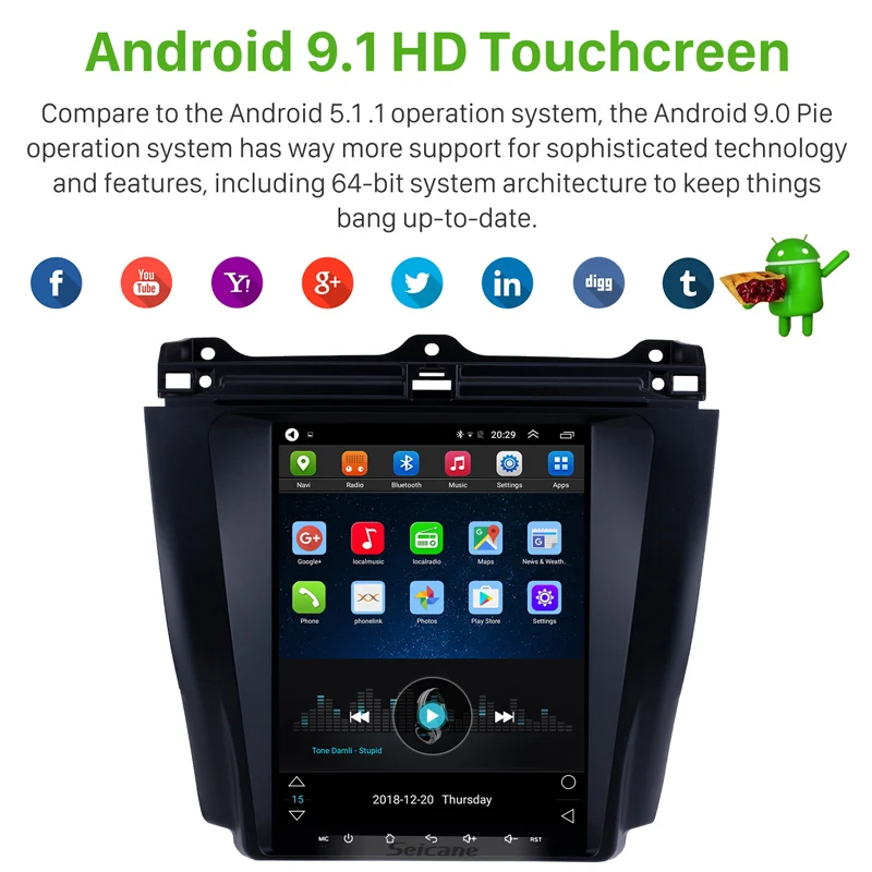 Top Seicane for 2003 2004 2005 2006 2007 Honda Accord 7 Android 9.1 9.7 inch Car GPS Navigation Radio Unit Player Mirror Link 1080P 1