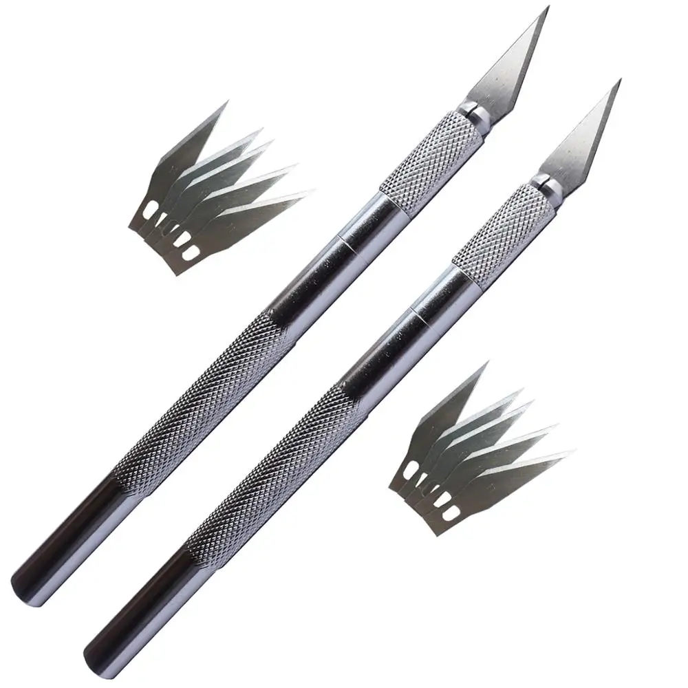 

2pcs Knives+10pcs Blades Carve Knife Extra Backup Wood Carve Hobby Sculpture Engrave Graver Cutter Craft Sign Paper Scorper 2E26