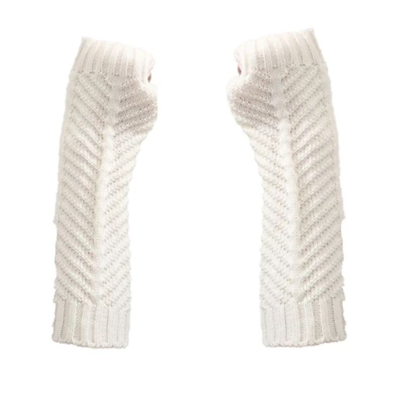 1 пара, женские вязаные теплые перчатки, зима-осень, полосатые рукавицы на запястье, одноцветные модные теплые перчатки для девушек