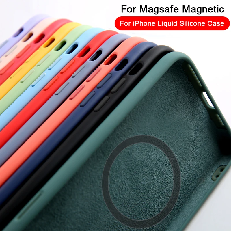para Magsafe carga inalámbrica magnética funda movil para apple iphone 11 12  13 14 Pro Max Mini XR X XS Max 8 7 14 Plus SE 2020 carcasa trasera de  silicona líquida Casa Fiesta