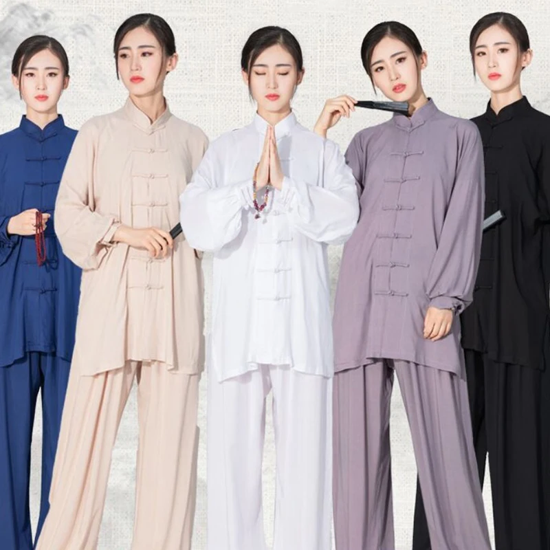 USHINE Unisex Traditional Chinese Clothing 6 Colors Long Sleeve Wushu TaiChi KungFu Uniform Tai Chi Uniforms Exercise Clothing