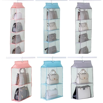 

Multi-layer Handbag Storage Bag Multi-functional Dormitory Household Wardrobe Dustproof Pouch See-through Hanging Organizer