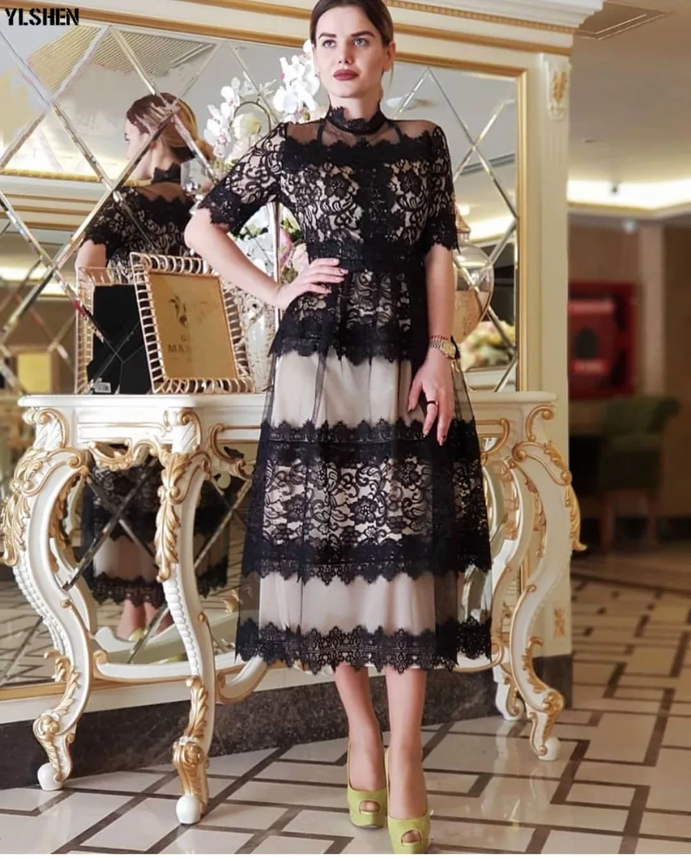 High Quality Elegant African Women Clothing Plus Size 3XL Evening Tunic Party Dress Formal Lace Mesh Dress Long Vestido De Festa 12